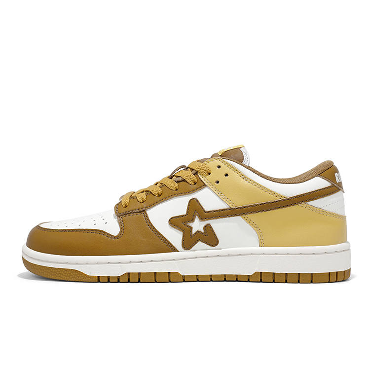 RIPSTAR SKBD Low Emblic Olive Slip Resistant Abrasion Resistant Low top Skateboard Shoes Unisex Yellow White