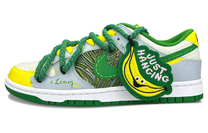 Nike Nike Dunk Skateboard Shoes Men's Low Top Green/Yellow/Gray/White