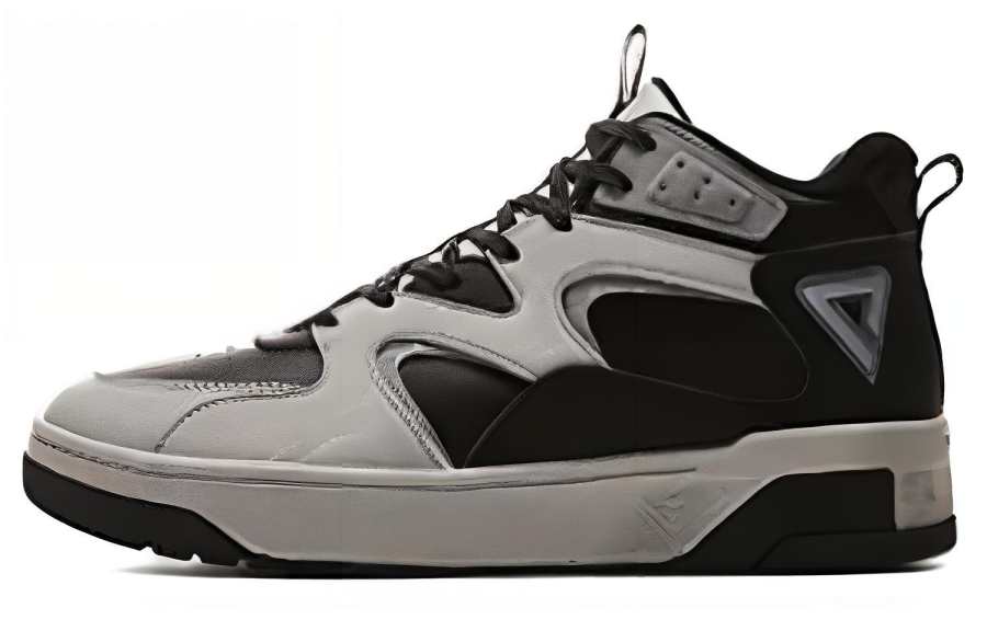 PEAK Taichi Trendy Slip Resistant Abrasion Resistant High top Skateboard Shoes Men's Black Gray