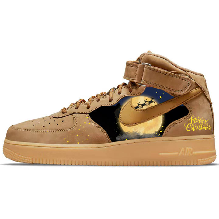 Nike Nike Air Force 1 Versatile Slip Resistant Mid top Skateboard Shoes Unisex Brown