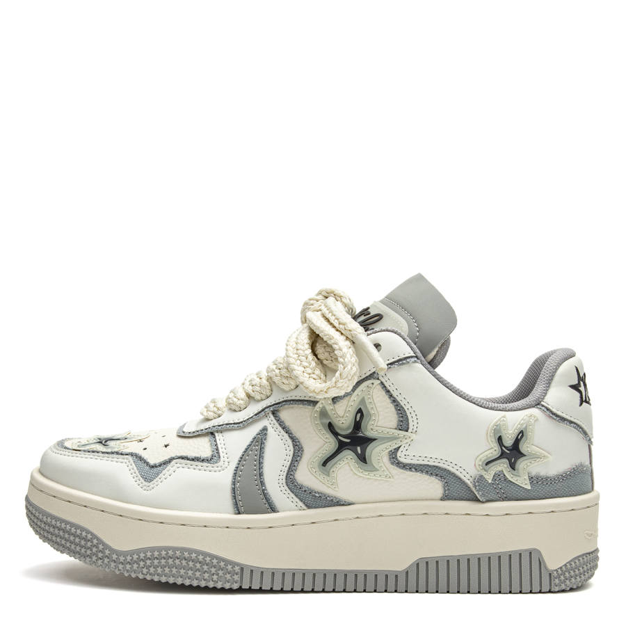 Youthloser Running Stars Collection Low top Skateboard Shoes Unisex White Gray