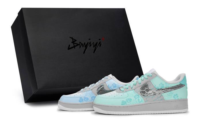 Nike Nike Air Force 1 811 Manufacturing, Blue Wind Golden Words Ti Blue, Special Shoe Box Low top Skateboard Shoes Unisex