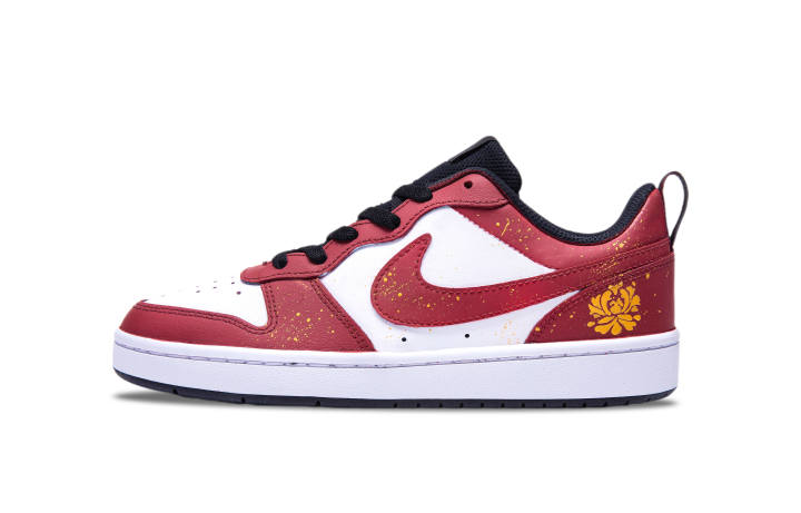 Nike Nike Court Borough Leather Slip Resistant Lightweight Non slip Lightweight Low top Skateboard Shoes GS Red White