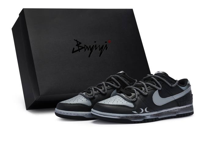 Nike Nike Dunk 811 Manufacturing, Obsidian, Special Shoe Box Slip Resistant Low top Skateboard Shoes Men's Black Gray
