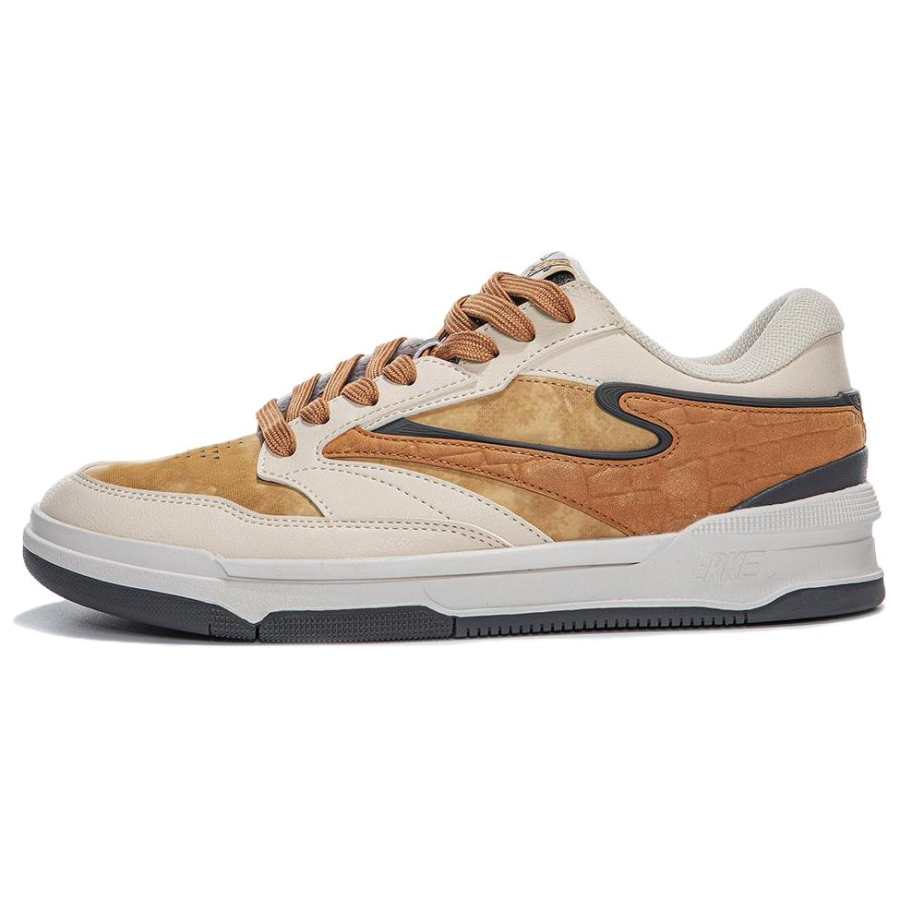 Erke Slip Resistant Abrasion Resistant Low top Skateboard Shoes Men's Beige Brown
