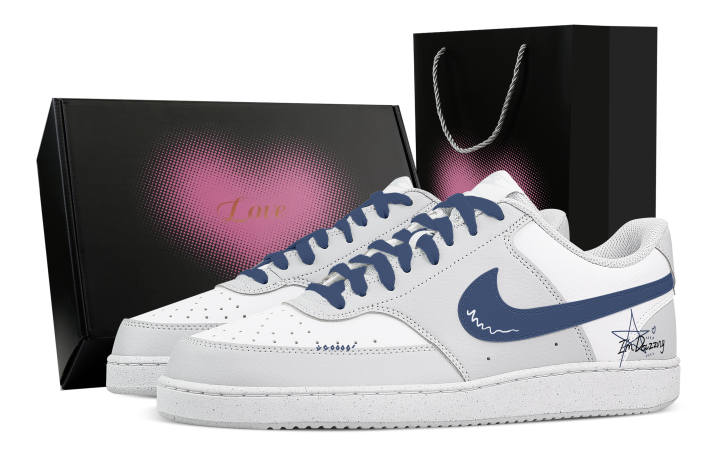 Nike Nike Court Vision Starry Sea Heart Box Low top Skateboard Shoes Men's White Blue