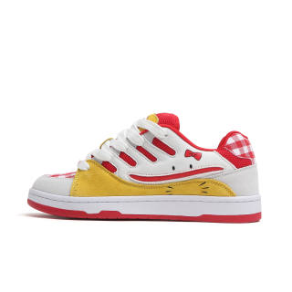 SINPERCO Slip Resistant, Abrasion Resistant, Lightweight Low top Skateboard Shoes Unisex White Yellow Red