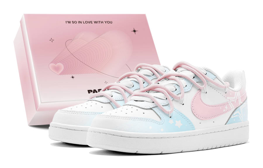 Nike Nike Court Borough Couple's, Romantic Favor, Star Trail, Deconstruction Design Low top Skateboard Shoes Women's