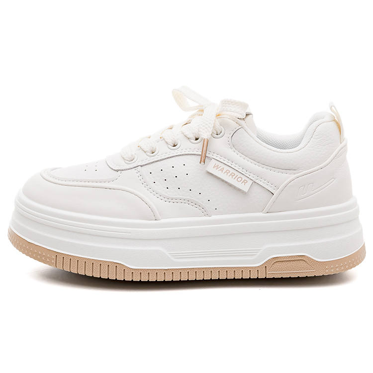 Warrior Abrasion Resistant Height Increasing Low top Skateboard Shoes Women's Beige Khaki