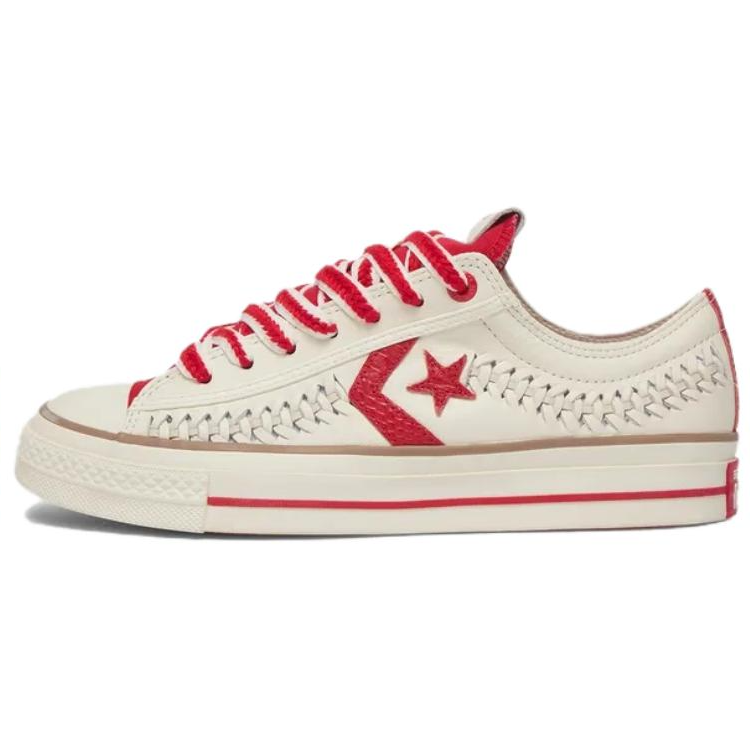 Converse Star Player 76 Cow Leather Low top Skateboard Shoes Unisex Beige Red