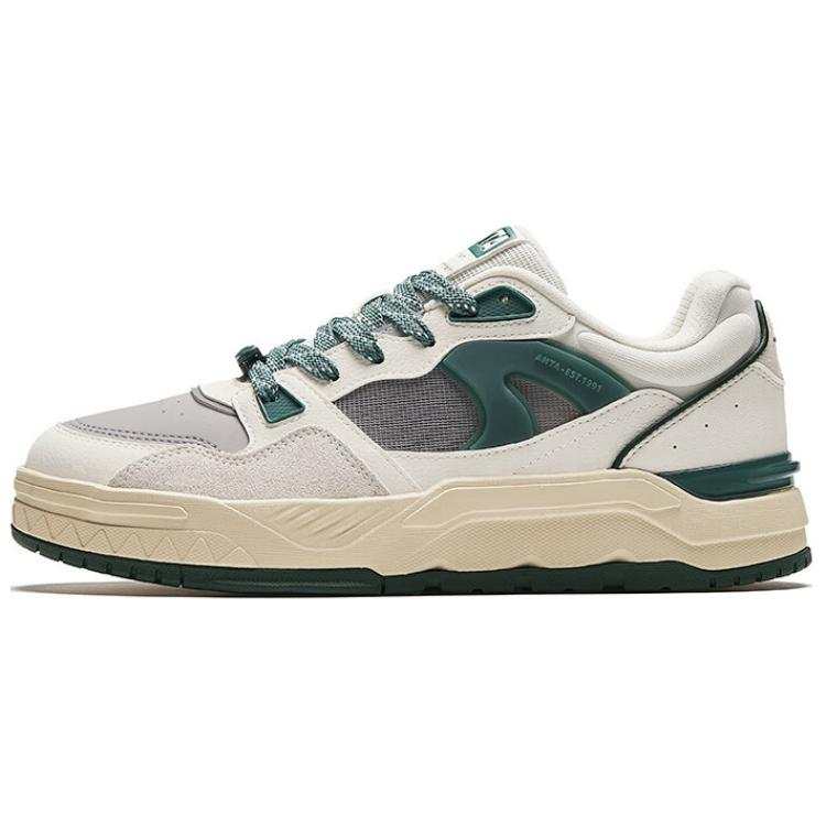 Anta Slip Resistant Abrasion Resistant Low top Skateboard Shoes Men's White Gray Green