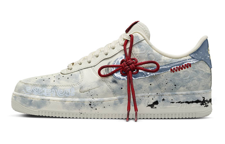 Nike Nike Air Force 1 Ink Auspicious Breeze Slip Resistant Abrasion Resistant Low top Skateboard Shoes Unisex Blue White