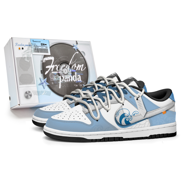 Nike Nike Dunk Free Panda, Box, Wave Slip Resistant Abrasion Resistant Low top Skateboard Shoes Unisex Blue White