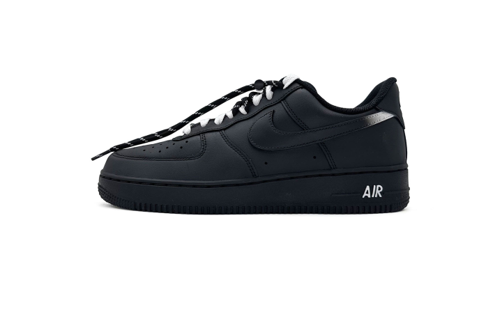 Nike Nike Air Force 1 Leather Slip Resistant Abrasion Resistant Low top Skateboard Shoes Unisex Black White