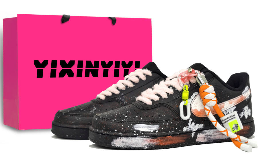 Nike Nike Court Vision Low Abrasion Resistant Abrasion Resistant Low top Skateboard Shoes Unisex Black Orange