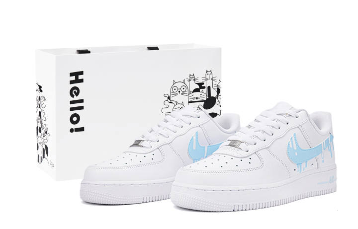 Nike Nike Air Force 1 Low top Skateboard Shoes Women's White Blue