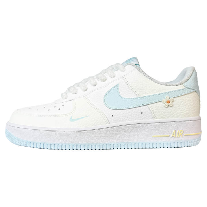Nike Nike Air Force 1 Abrasion Resistant Breathable Low top Skateboard Shoes Women's Beige Blue