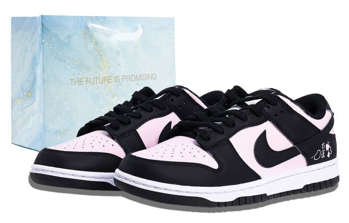 Nike Nike Dunk Abrasion Resistant Low top Skateboard Shoes Unisex Black Pink