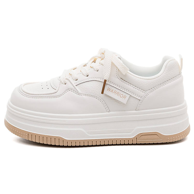 Warrior Synthetic Leather Wear resistant And Lightweight Low top Skateboard Shoes Women's Beige Brown