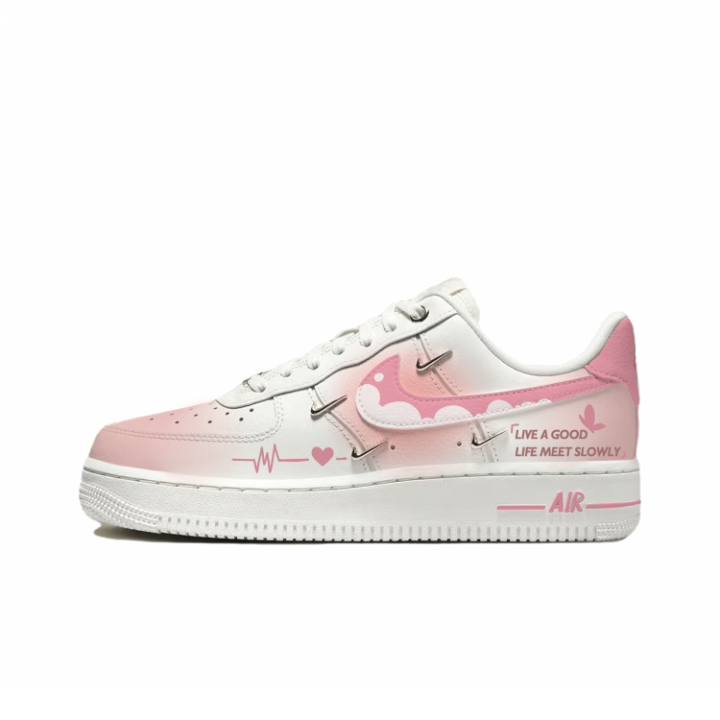 Nike Nike Air Force 1 Abrasion Resistant Low top Skateboard Shoes Women's White Pink