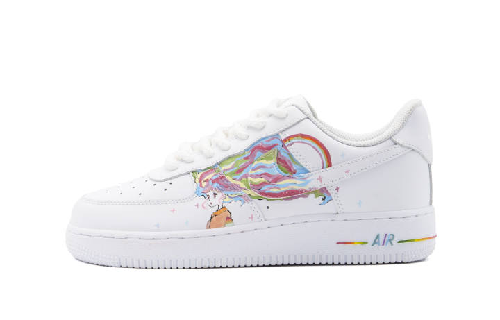 Nike Nike Air Force 1 Abrasion Resistant Height Increasing Low top Skateboard Shoes Women's Hand Drawn Graffiti White