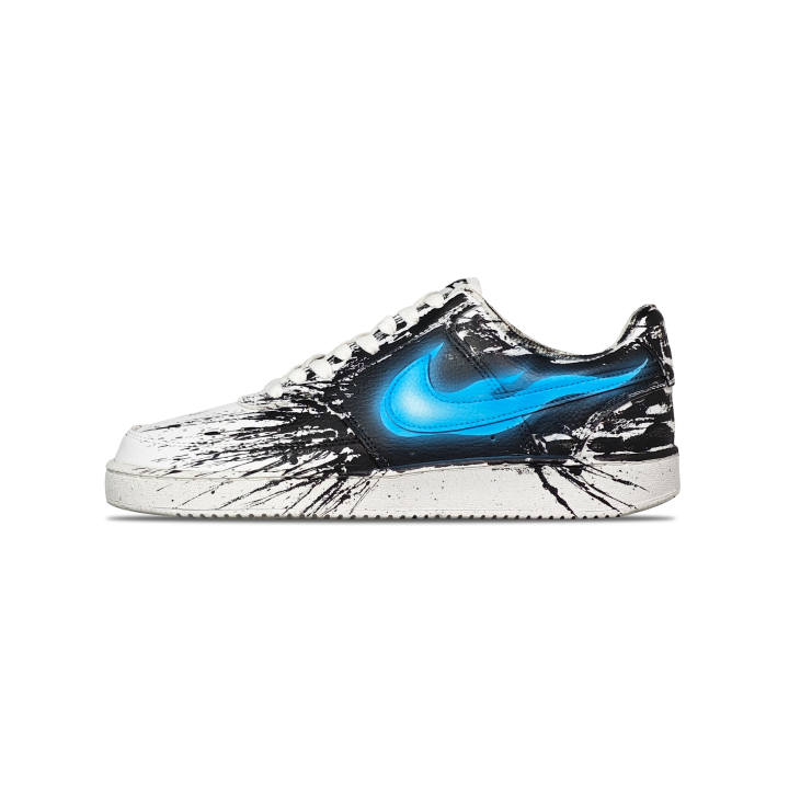 Nike Nike Court Vision Leather Slip Resistant Abrasion Resistant Low top Skateboard Shoes Men's Black White Blue