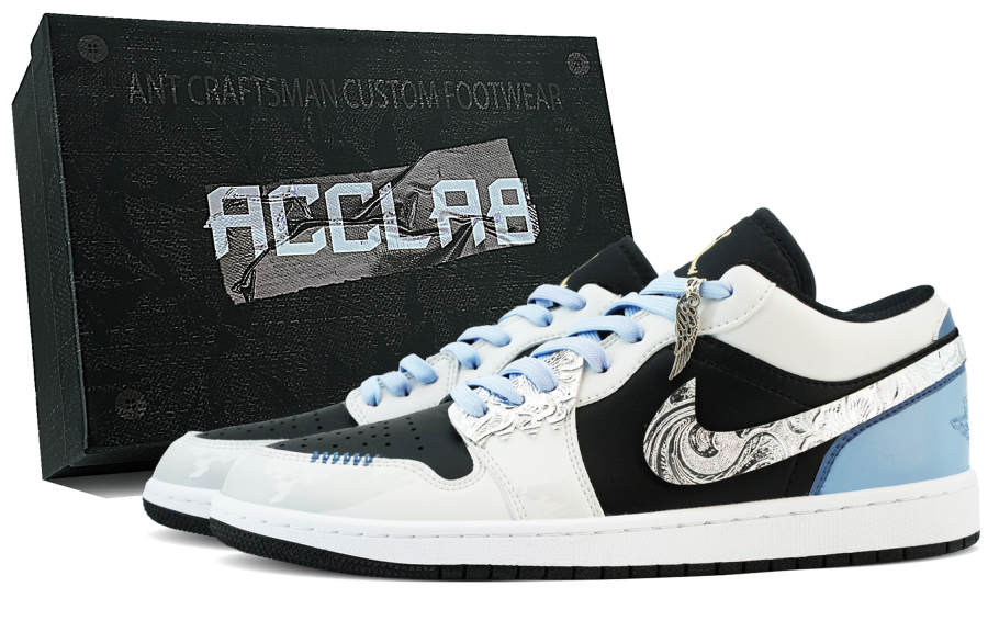 Jordan Jordan Air Jordan 1 Slip Resistant Abrasion Resistant Low top Skateboard Shoes Men's Blue White