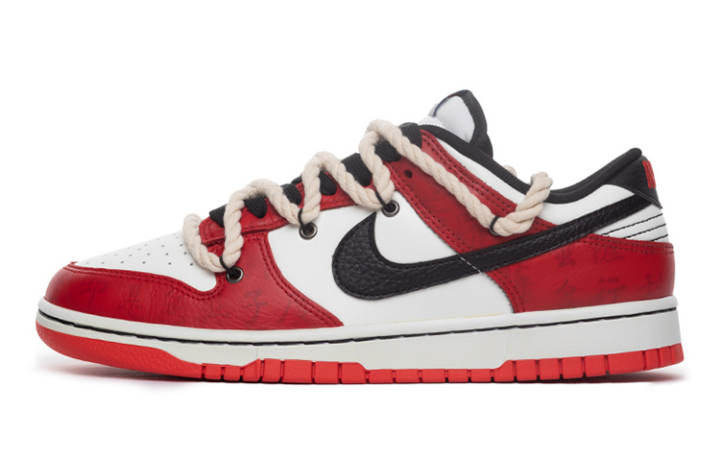 Nike NBA x Nike Dunk Low top Skateboard Shoes GS Red White Black