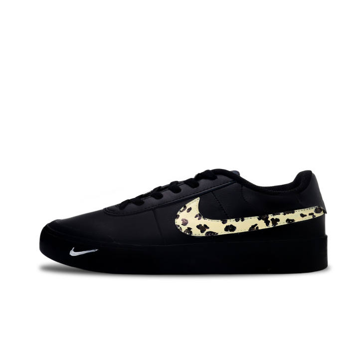 Nike Nike Court Shot Dark Shadow Leopard Print Abrasion Resistant Low top Skateboard Shoes Men's Black Brown