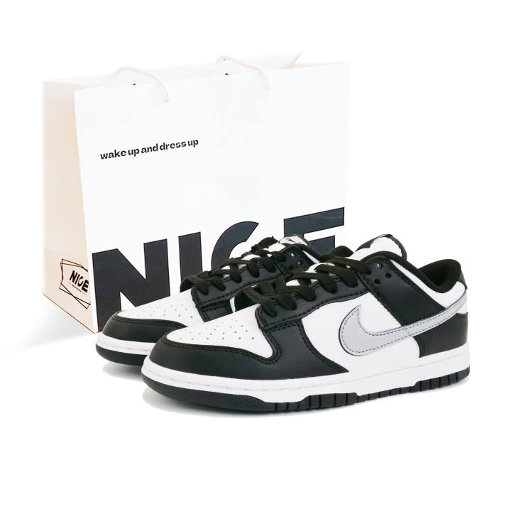 Nike Nike Dunk Slip Resistant Abrasion Resistant Low top Skateboard Shoes Unisex Black White Gray