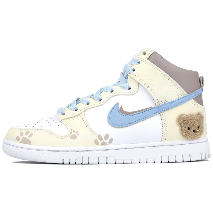 Nike Nike Dunk High Bear Puppet Slip Resistant Lightweight Non slip Lightweight High top Skateboard Shoes Unisex Blue Yellow