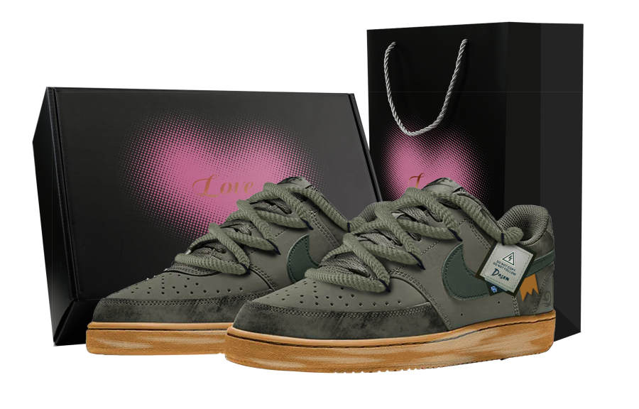 Nike Nike Court Vision 1 Hailin, Heart Box Abrasion Resistant Low top Skateboard Shoes Men's Green