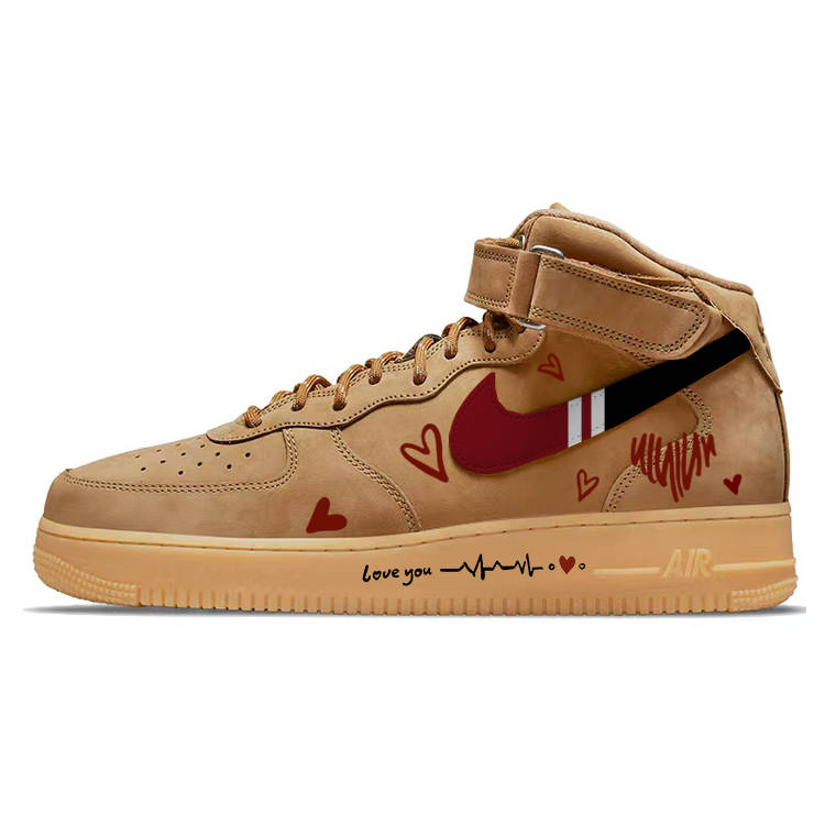 Nike Nike Air Force 1 Slip Resistant, Abrasion Resistant, Lightweight Mid top Skateboard Shoes Unisex Brown
