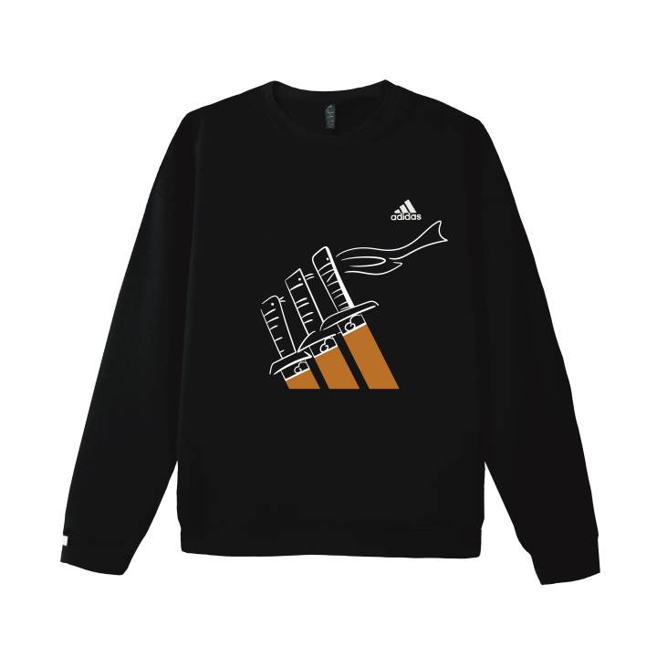 Adidas Adidas LABEL Gem Hinged Individual Print Crew Neck Pullover Fleece Lined Long Sleeved Sweatshirt Unisex
