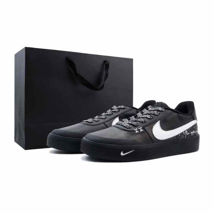 Nike Nike Court Shot Night Star Leather Abrasion Resistant Breathable Low top Skateboard Shoes Men's Black White