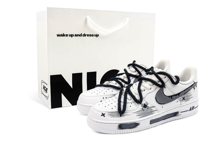 Nike Nike Air Force 1 Slip Resistant Abrasion Resistant Low top Skateboard Shoes Unisex White Black