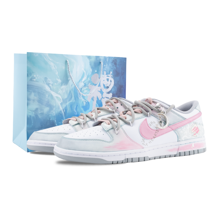 Nike Nike Dunk Pink Rhythm Moon Walk Abrasion Resistant Low top Skateboard Shoes Unisex Gray Pink