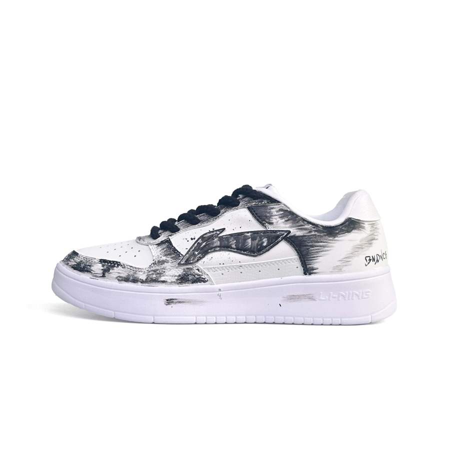 Li-Ning Li Ning Floating Boat Slip Resistant, Lightweight, And Breathable Low top Skateboard Shoes Unisex Black White