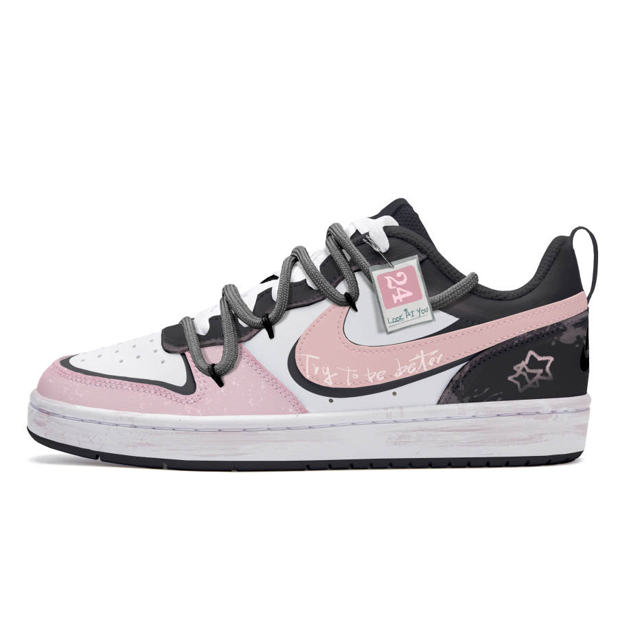 Nike Nike Court Borough Slip Resistant Abrasion Resistant Low top Skateboard Shoes GS Black Pink