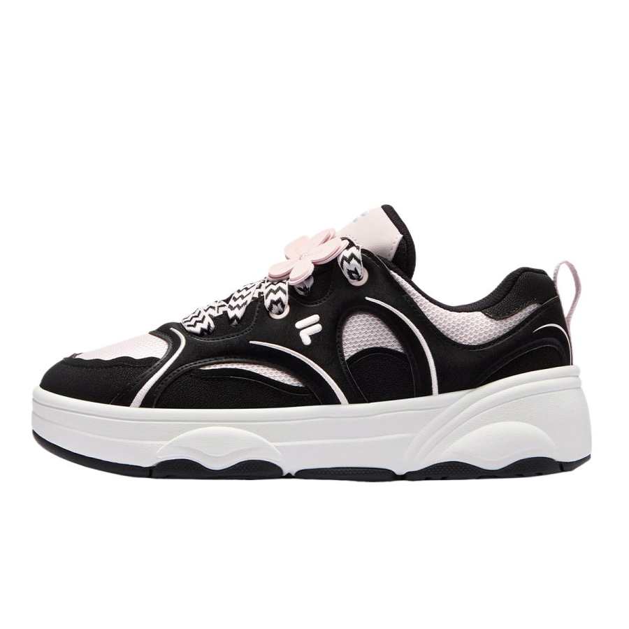 FILA FUSION WINDROUND DX Dancing Longboard Shoes Low top Skateboard Shoes Women's Black White