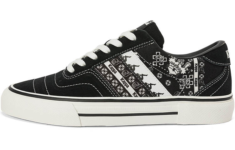 Kappa Leather Abrasion Resistant Abrasion Resistant Low top Skateboard Shoes Unisex Black White