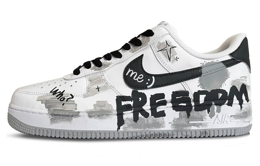 Nike Nike Air Force 1 Cushioning Lightweight Low top Skateboard Shoes Men's Black Gray White