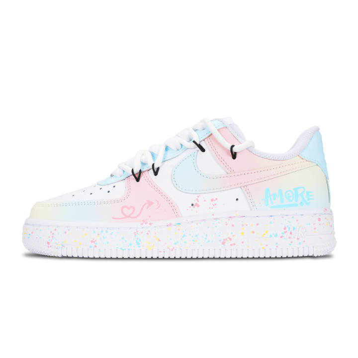 Nike Nike Air Force 1 Multicolor Slip Resistant Abrasion Resistant Low top Skateboard Shoes Women's White Pink