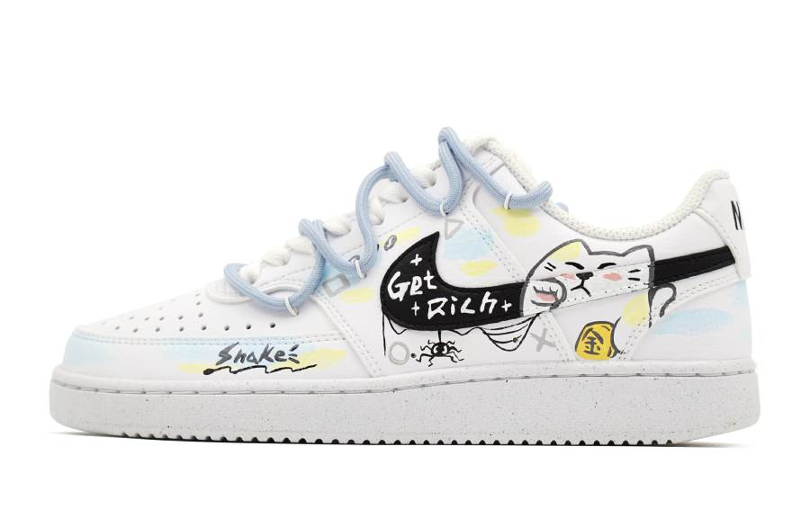 Nike Nike Court Vision 1 Lucky Cat Collection, Wealth Leather Cushioning, Wear Resistant Low top Skateboard Shoes Women's
