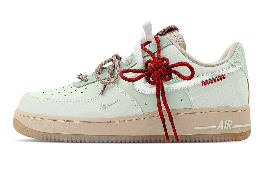 Nike Nike Air Force 1 Slip Resistant Abrasion Resistant Low top Skateboard Shoes Women's White Green