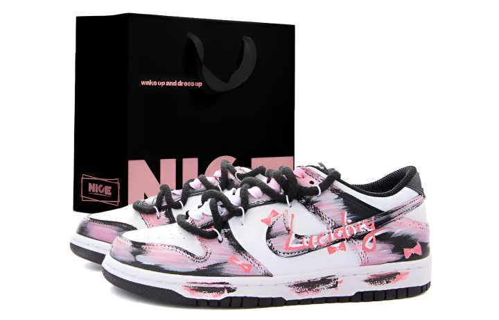 Nike Nike Dunk Abrasion Resistant Low top Skateboard Shoes Unisex Black Pink