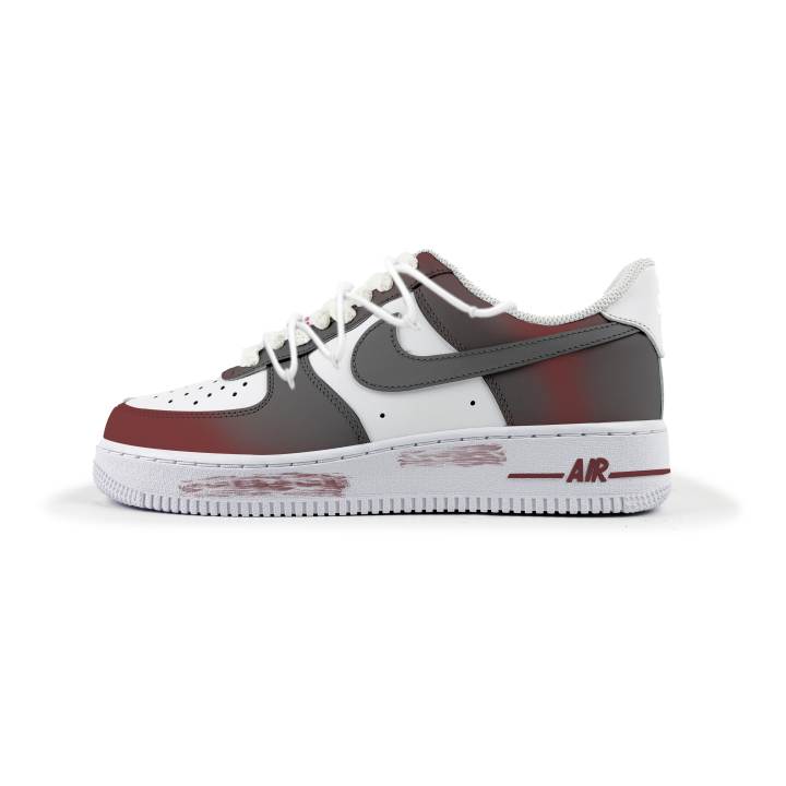 Nike Nike Air Force 1 Abrasion Resistant Abrasion Resistant Low top Skateboard Shoes Unisex Gray Red