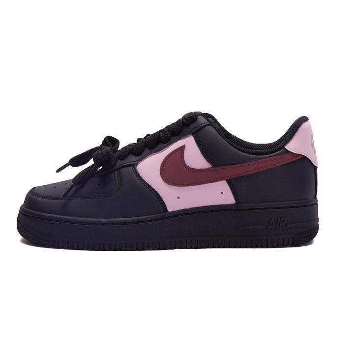 Nike Nike Air Force 1 Slip Resistant Abrasion Resistant Low top Skateboard Shoes Women's Black Pink