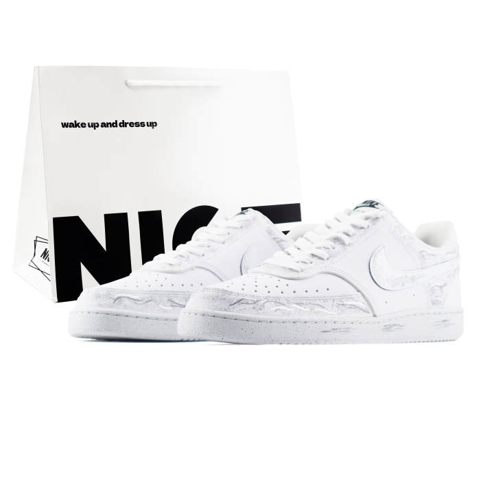 Nike Nike Court Vision 1 LOW Next Nature Abrasion Resistant Lightweight Low top Skateboard Shoes Men's White Gray