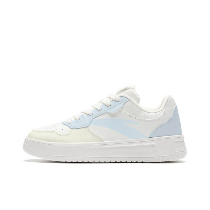 Anta Abrasion Resistant Lightweight Slip Resistant Low top Skateboard Shoes Women's White Yellow Blue